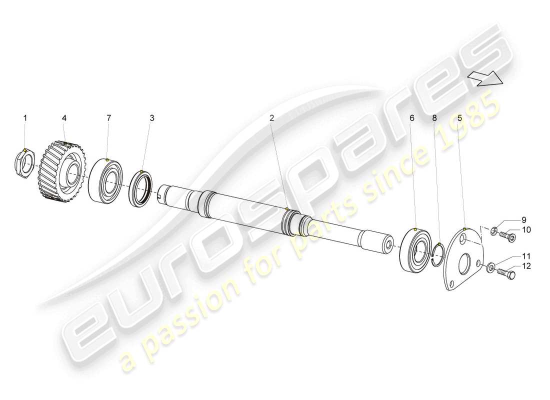 lamborghini gallardo spyder (2006) diagrama de piezas del eje de entrada