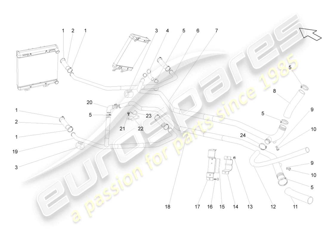 lamborghini gallardo spyder (2006) diagrama de piezas del sistema de refrigeración del refrigerante