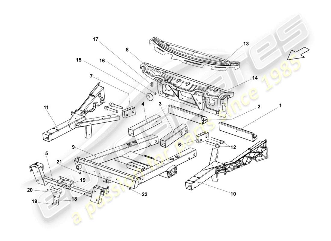 lamborghini blancpain sts (2013) parte delantera de la carrocería esquema de piezas