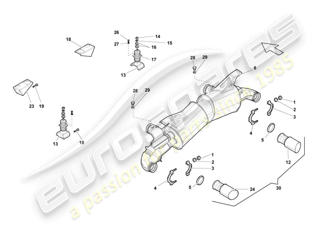 lamborghini superleggera (2008) silenciador trasero diagrama de piezas