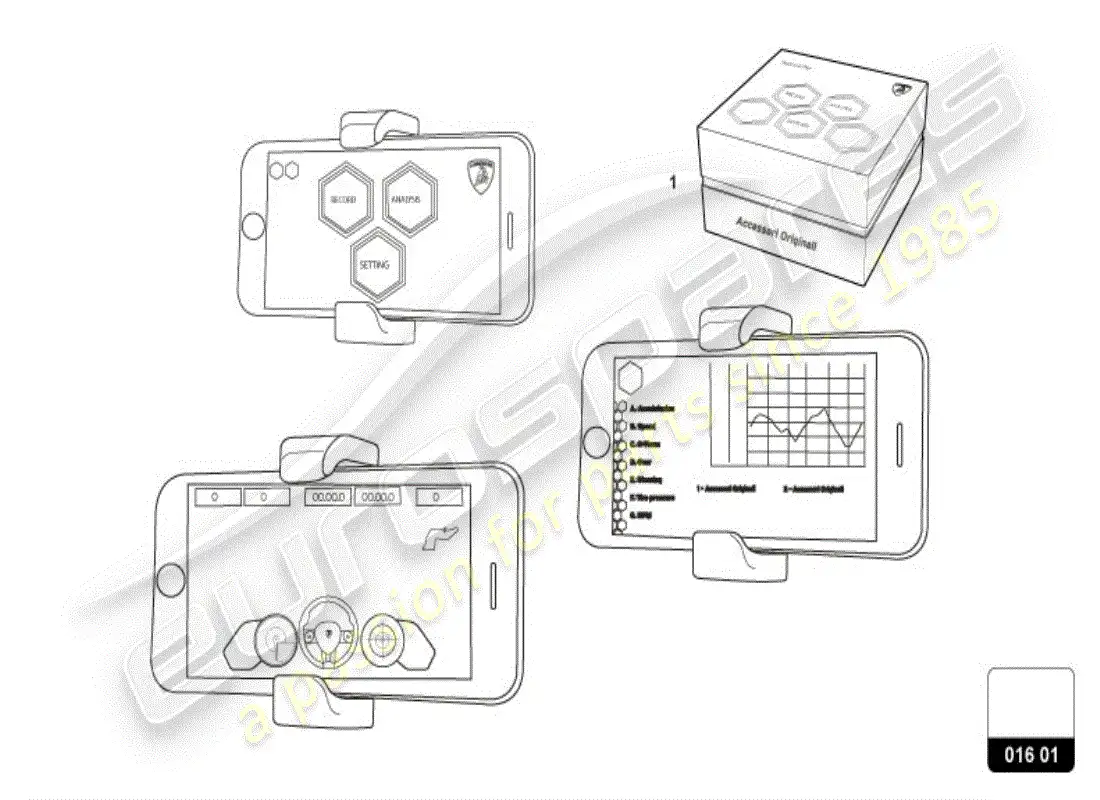 lamborghini huracan lp610-4 coupe (accessories) diagrama de piezas de piezas eléctricas para sistema de grabación de vídeo y telemetría 'track & play'