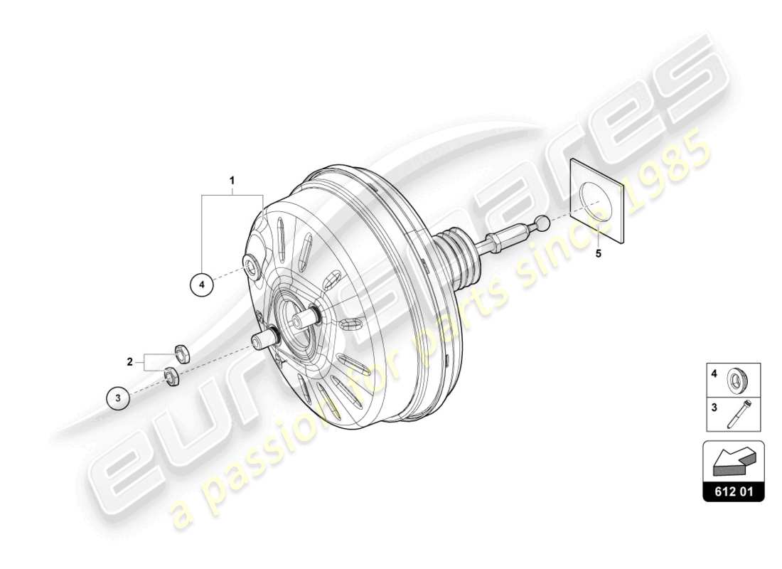 lamborghini urus (2020) diagrama de piezas del servo freno