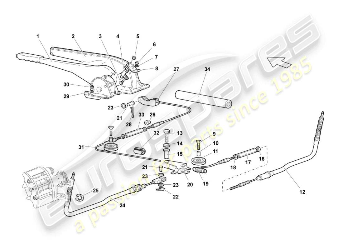 lamborghini lp640 coupe (2009) diagrama de piezas de la palanca de freno