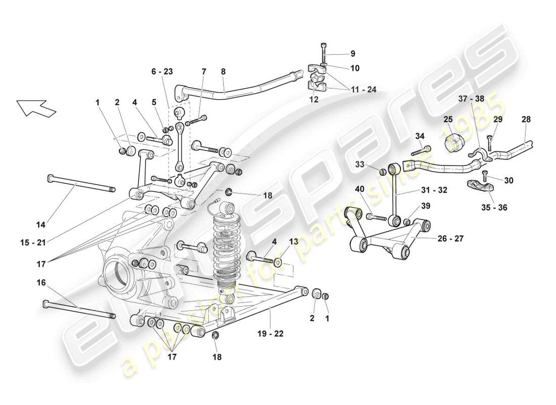 lamborghini lp640 coupe (2009) diagrama de piezas del obús trasero