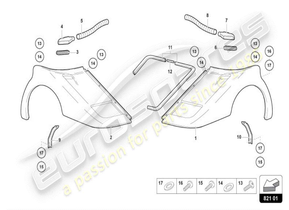 lamborghini diablo vt (1997) ala delantera diagrama de piezas