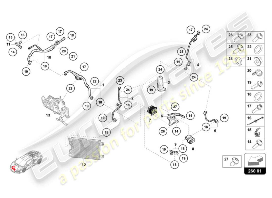 lamborghini revuelto coupe (2024) (válvula de expansión > secador) diagrama de piezas