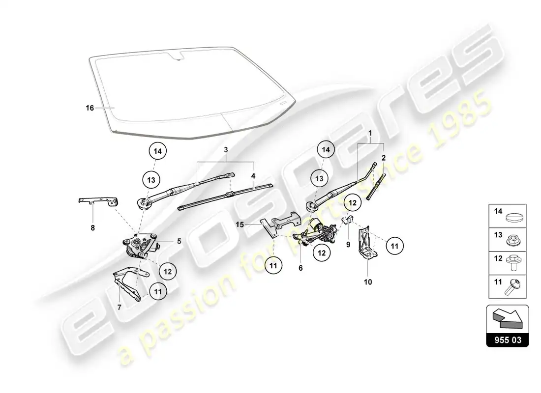 lamborghini lp610-4 coupe (2018) limpiaparabrisas diagrama de piezas