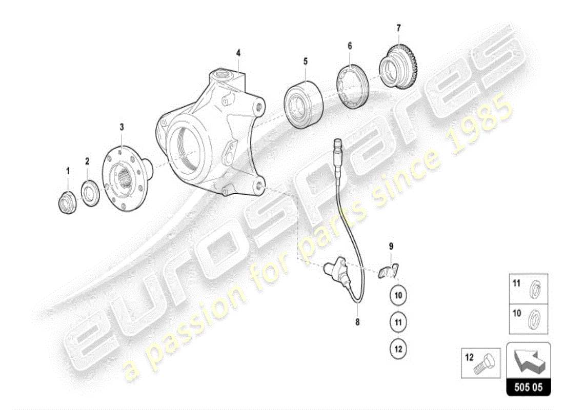 lamborghini diablo vt (1998) diagrama de piezas del cubo de rueda