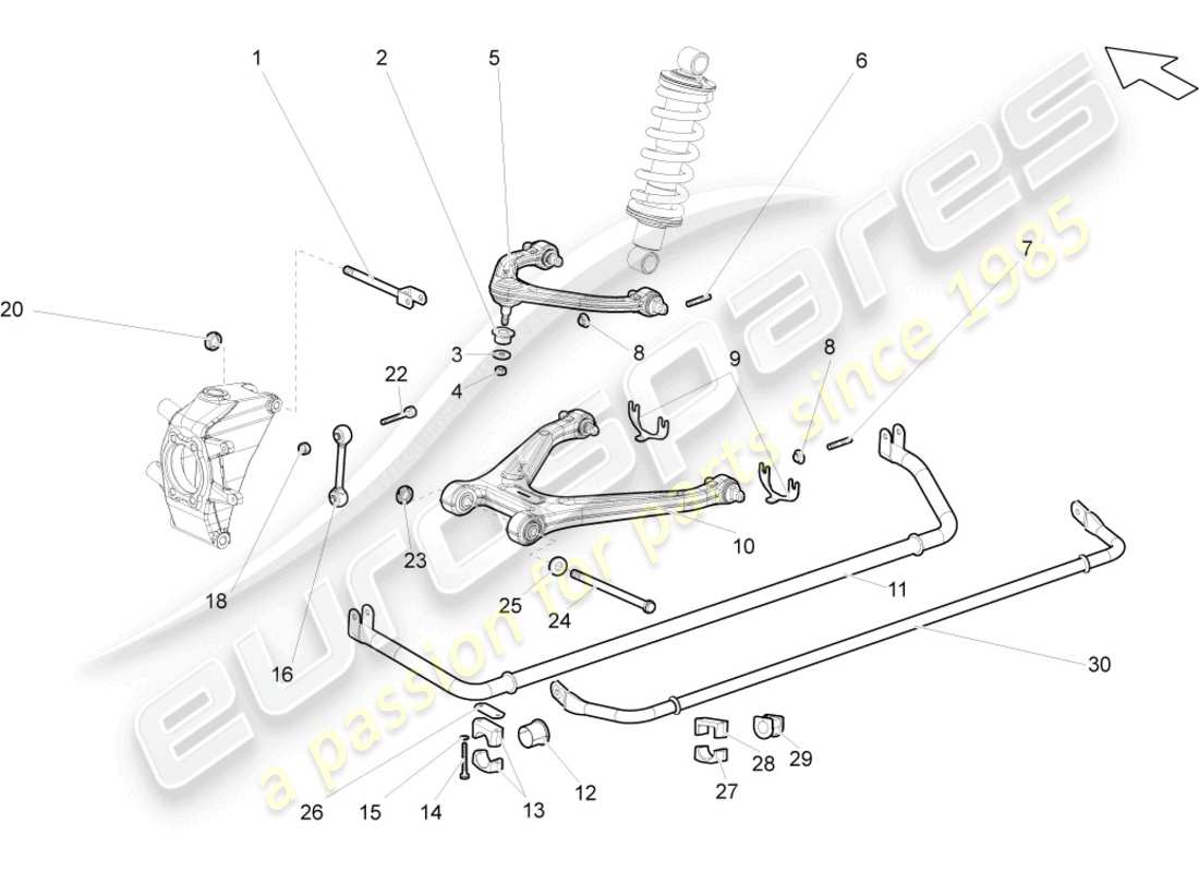 lamborghini gallardo coupe (2004) diagrama de piezas del eje trasero