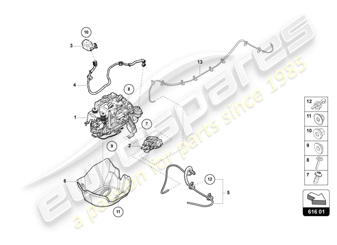 lamborghini urus (2020) dispositivo de elevación diagrama de piezas