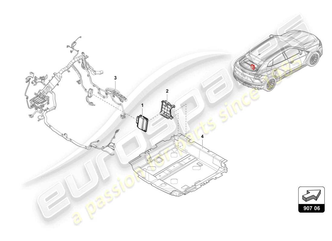 lamborghini urus (2019) unidad de control para tracción en las cuatro ruedas diagrama de piezas