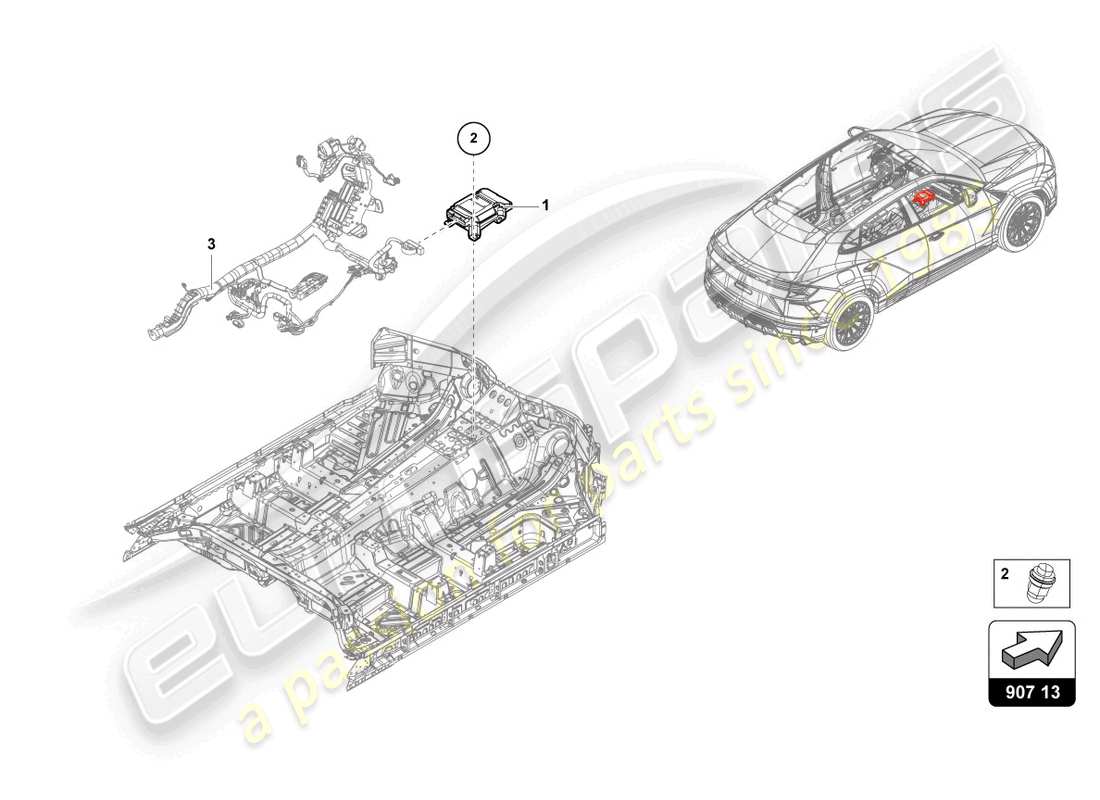 lamborghini urus (2022) unidad de control para chasis diagrama de piezas