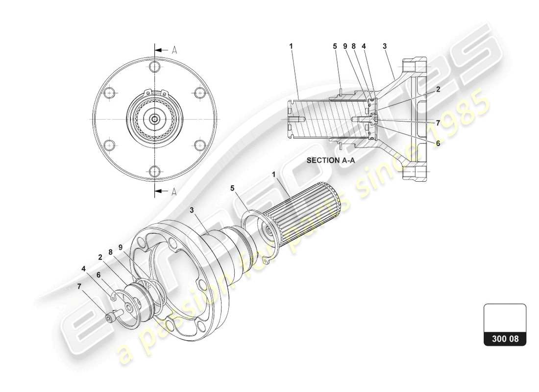 lamborghini super trofeo evo 2 (2022) diagrama de piezas del conjunto de brida de salida izquierda