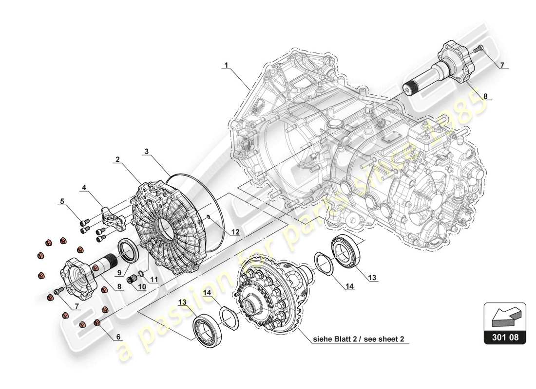 lamborghini 2017 (gt3) diferencial de deslizamiento diagrama de piezas