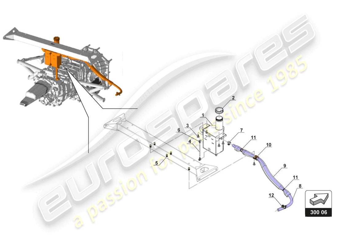 lamborghini gt3 (2017) diagrama de piezas del tanque de recogida de aceite de la caja de cambios
