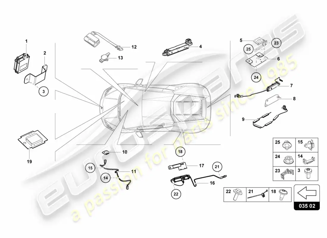 lamborghini lp580-2 coupe (2018) aéreo diagrama de piezas