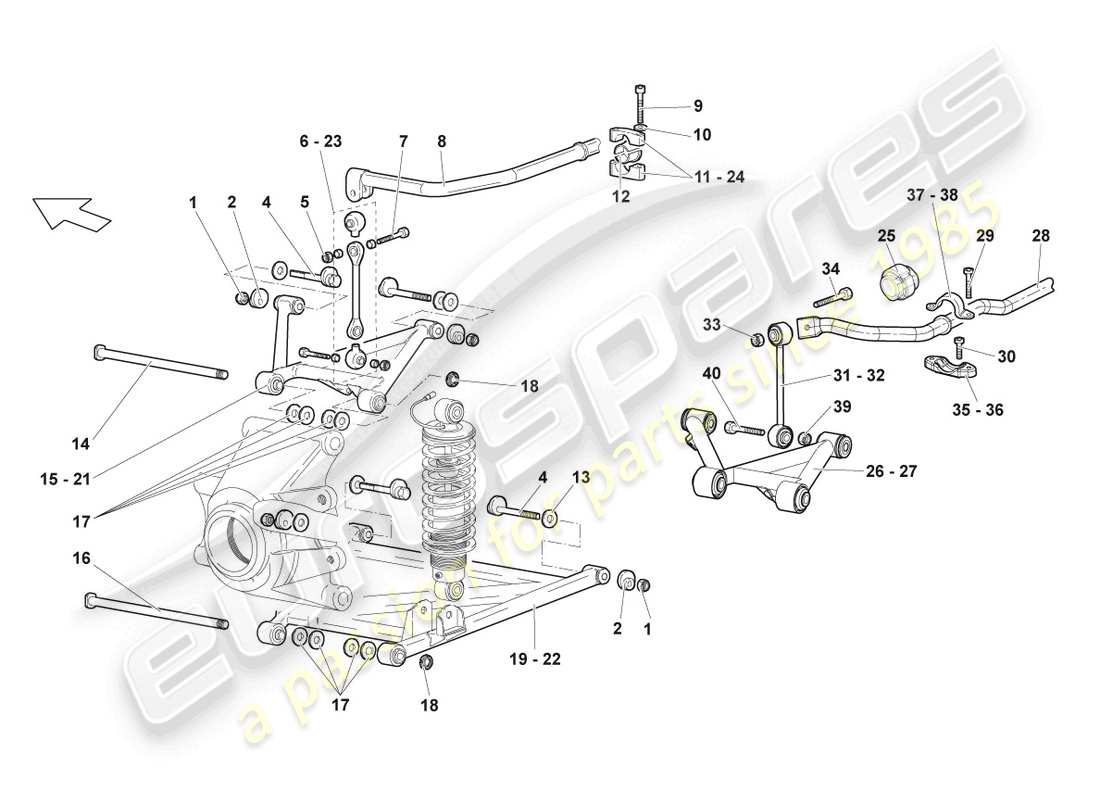 lamborghini lp640 coupe (2008) obús trasero diagrama de piezas