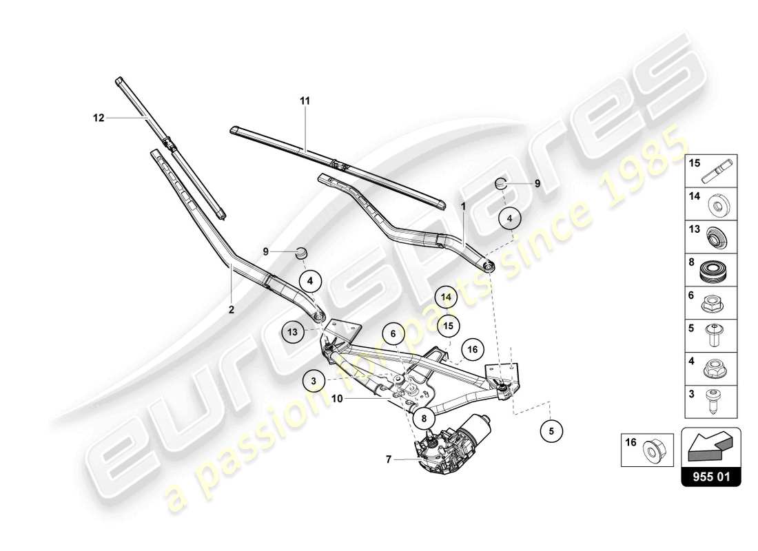 lamborghini ultimae (2022) diagrama de piezas del limpiaparabrisas