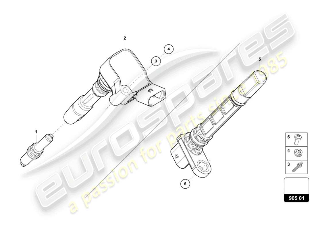 lamborghini urus s (2023) bobina de encendido con conector de bujía diagrama de piezas