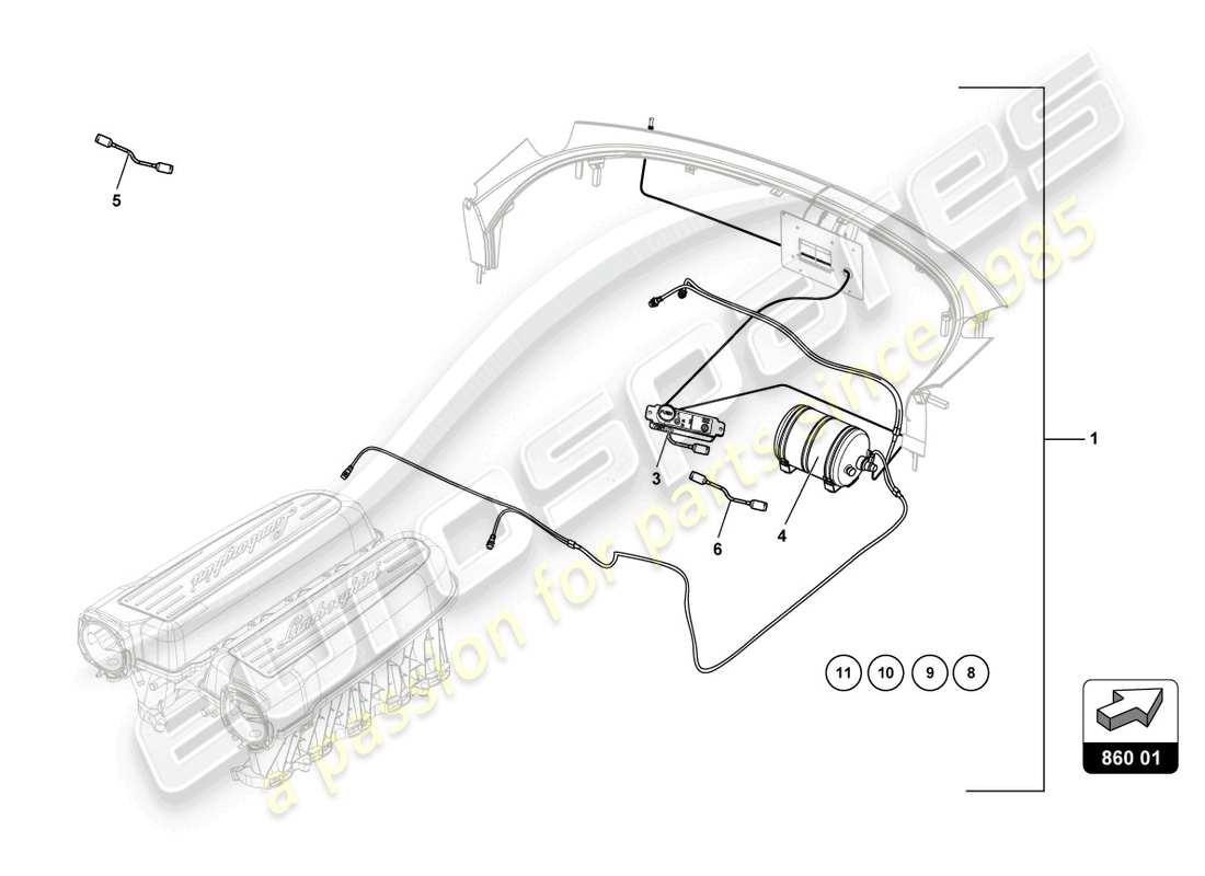 lamborghini super trofeo evo 2 (2022) diagrama de piezas del extintor de incendios