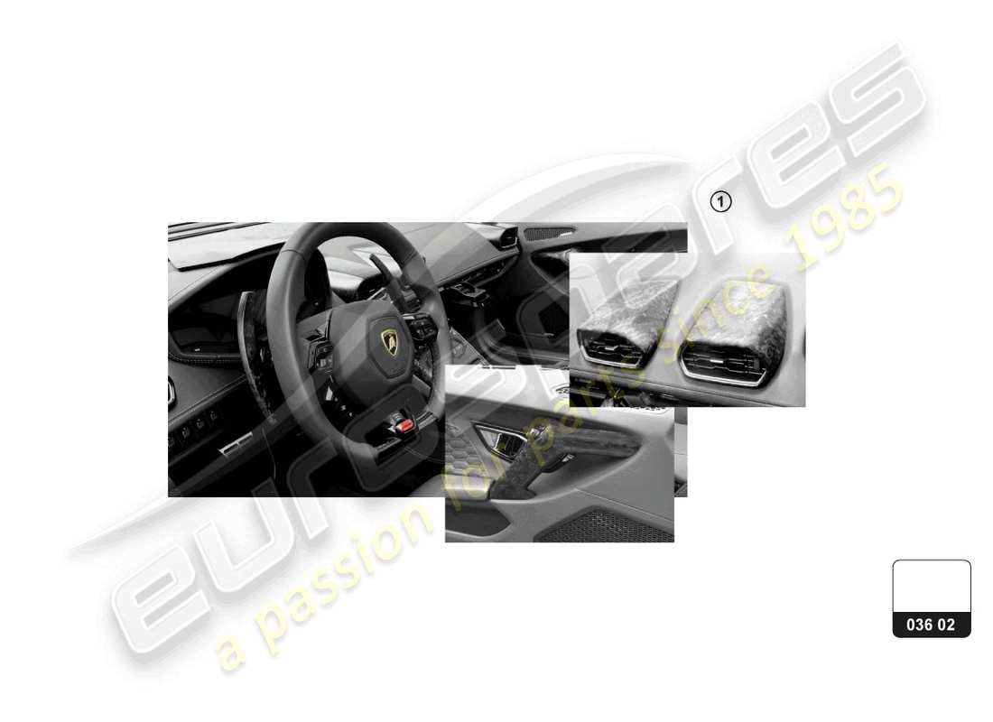 lamborghini huracan sterrato (accessories) diagrama de piezas de decoración interior 'forjada'