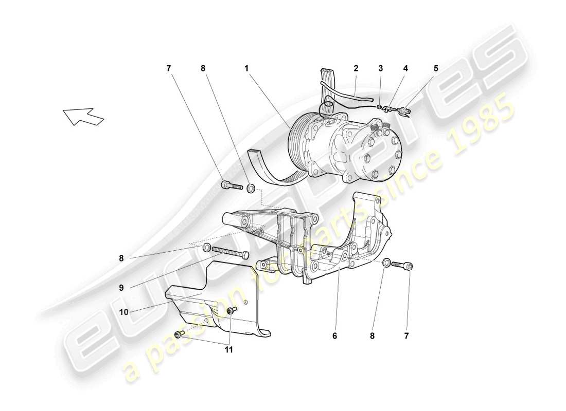 lamborghini lp640 coupe (2009) diagrama de piezas del compresor de a/c