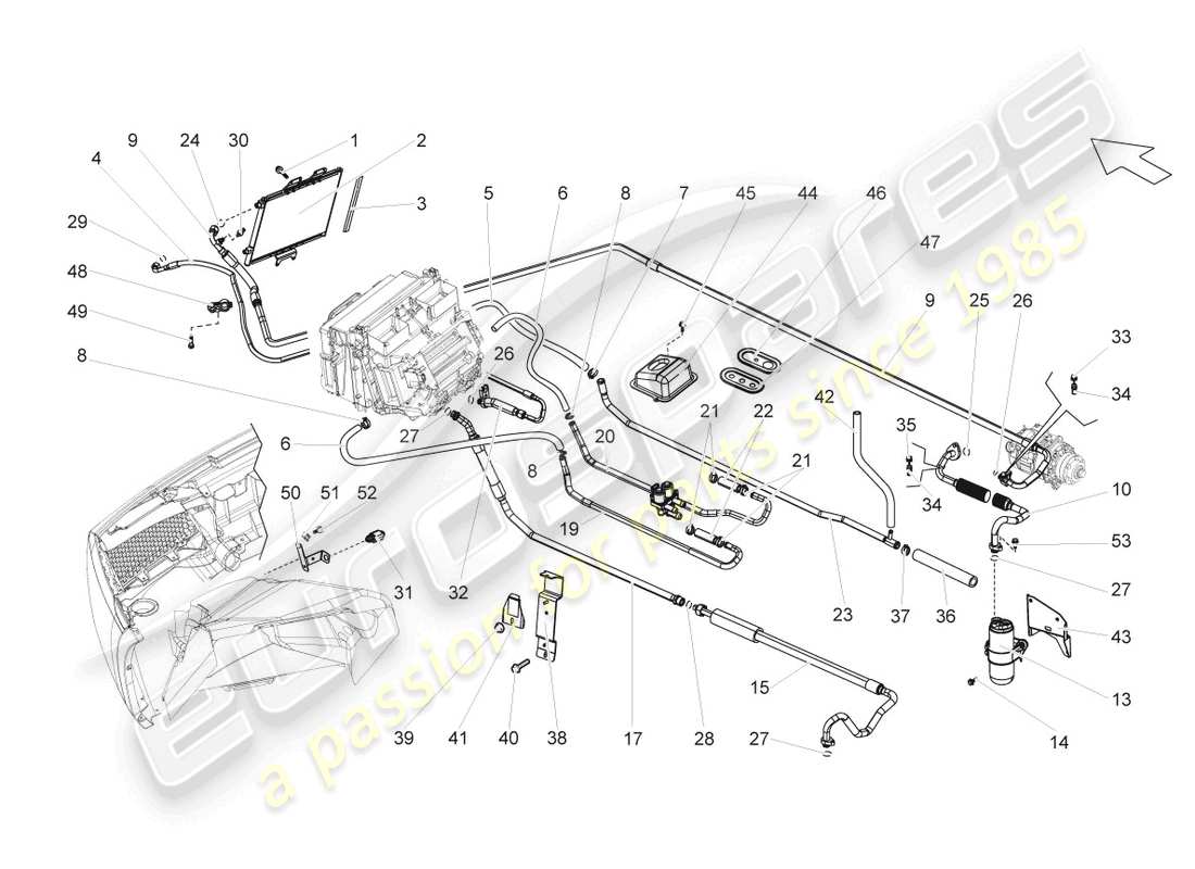 lamborghini gallardo spyder (2007) diagrama de piezas del condensador de a/c