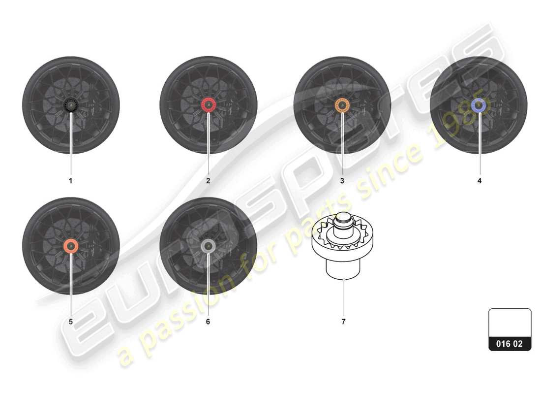 lamborghini aventador ultimae (accessories) diagrama de piezas de la tuerca de rueda