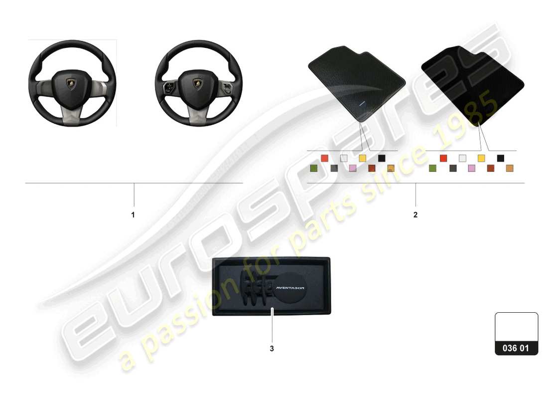 lamborghini accessories (aventador ultimae) decoración interior diagrama de piezas