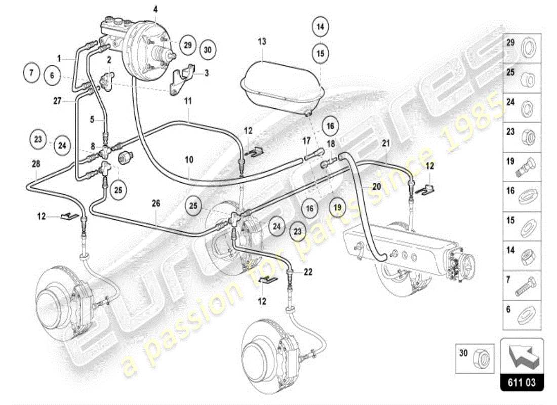 lamborghini diablo vt (1997) bomba de vacío para servo freno diagrama de piezas