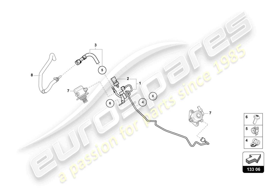 lamborghini urus (2020) línea de suministro de combustible diagrama de piezas