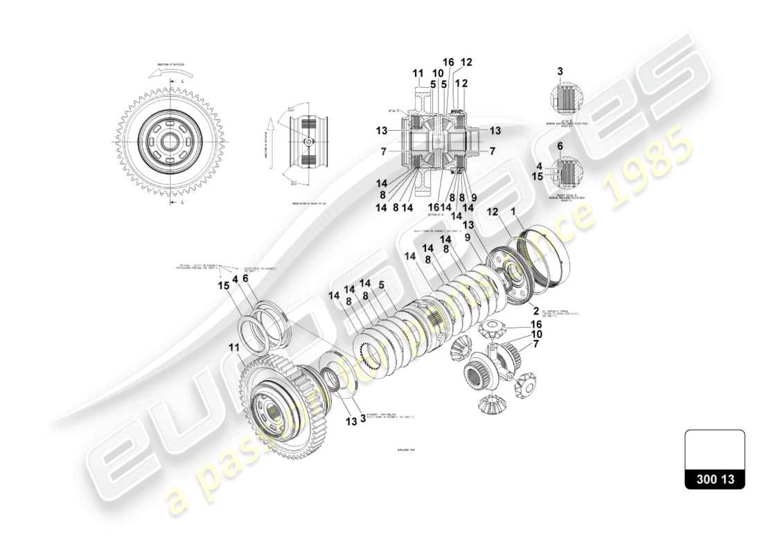 lamborghini super trofeo evo 2 (2022) diagrama de piezas de la rueda de corona