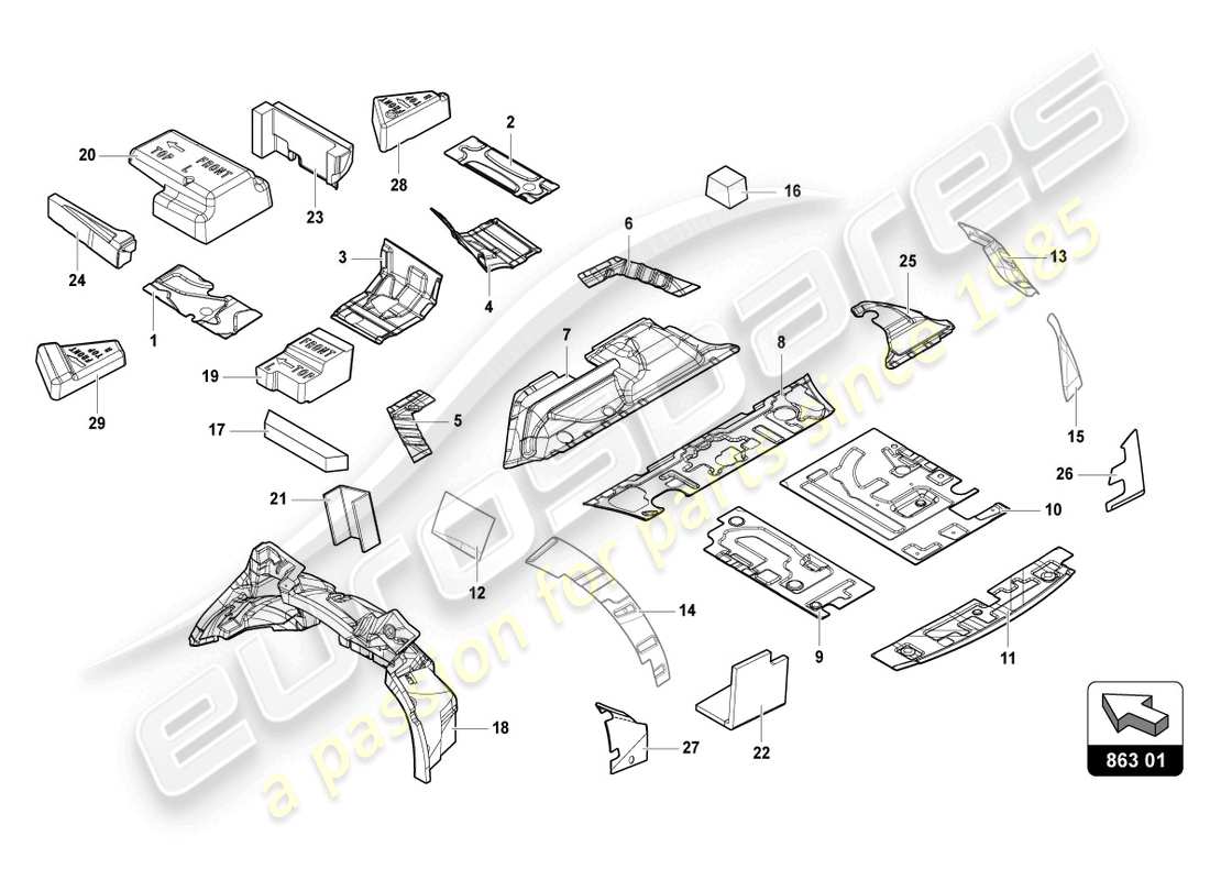 lamborghini urus (2021) diagrama de piezas de amortiguación