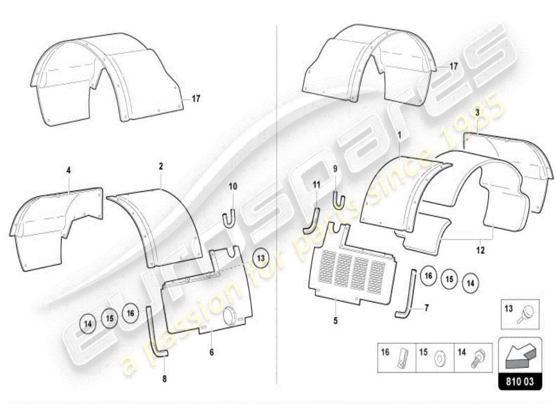 lamborghini diablo vt (1997) alojamiento de la rueda trasera diagrama de piezas