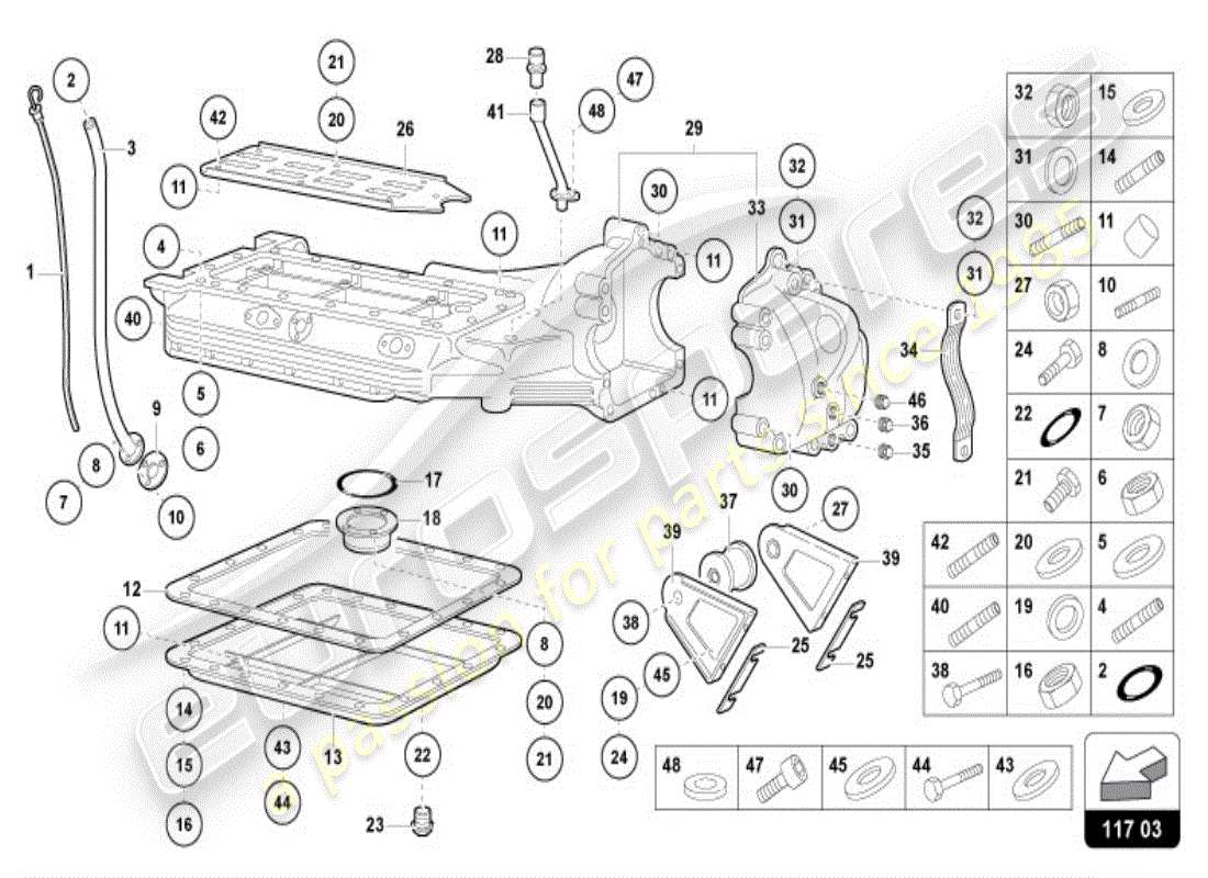 lamborghini diablo vt (1997) cárter de aceite diagrama de piezas
