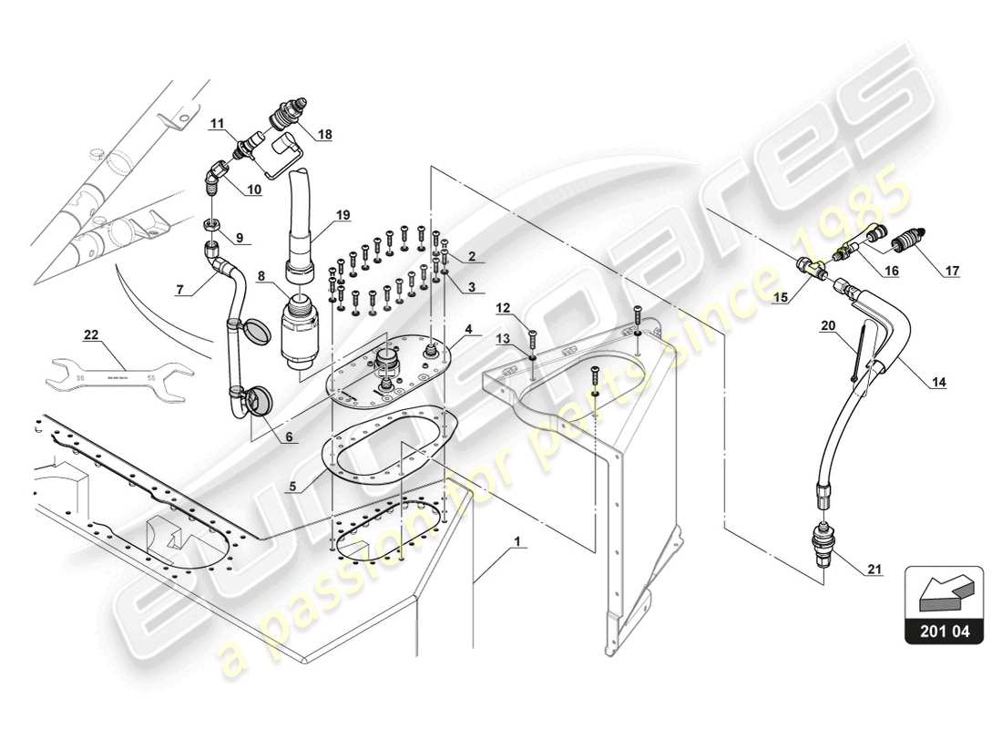 lamborghini 2017 (gt3) válvulas de combustible diagrama de piezas