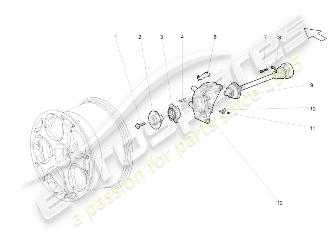 lamborghini gallardo coupe (2005) eje de transmisión trasero diagrama de piezas