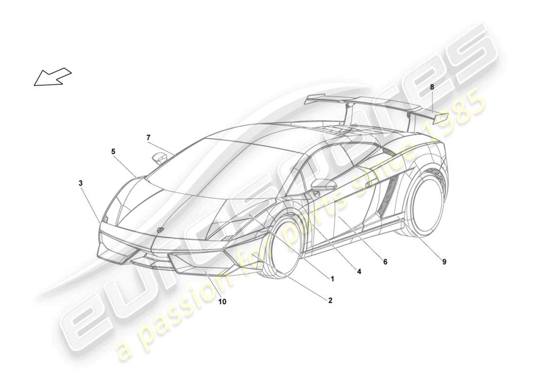 lamborghini blancpain sts (2013) tiras adhesivas decorativas diagrama de piezas