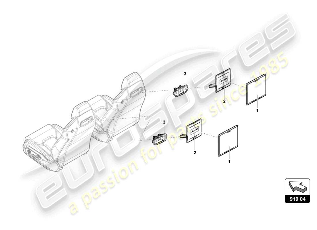 lamborghini urus (2022) piezas eléctricas para infoentretenimiento trasero esquema de piezas