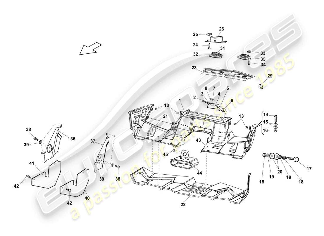 lamborghini reventon diagrama de pieza del parachoques trasero