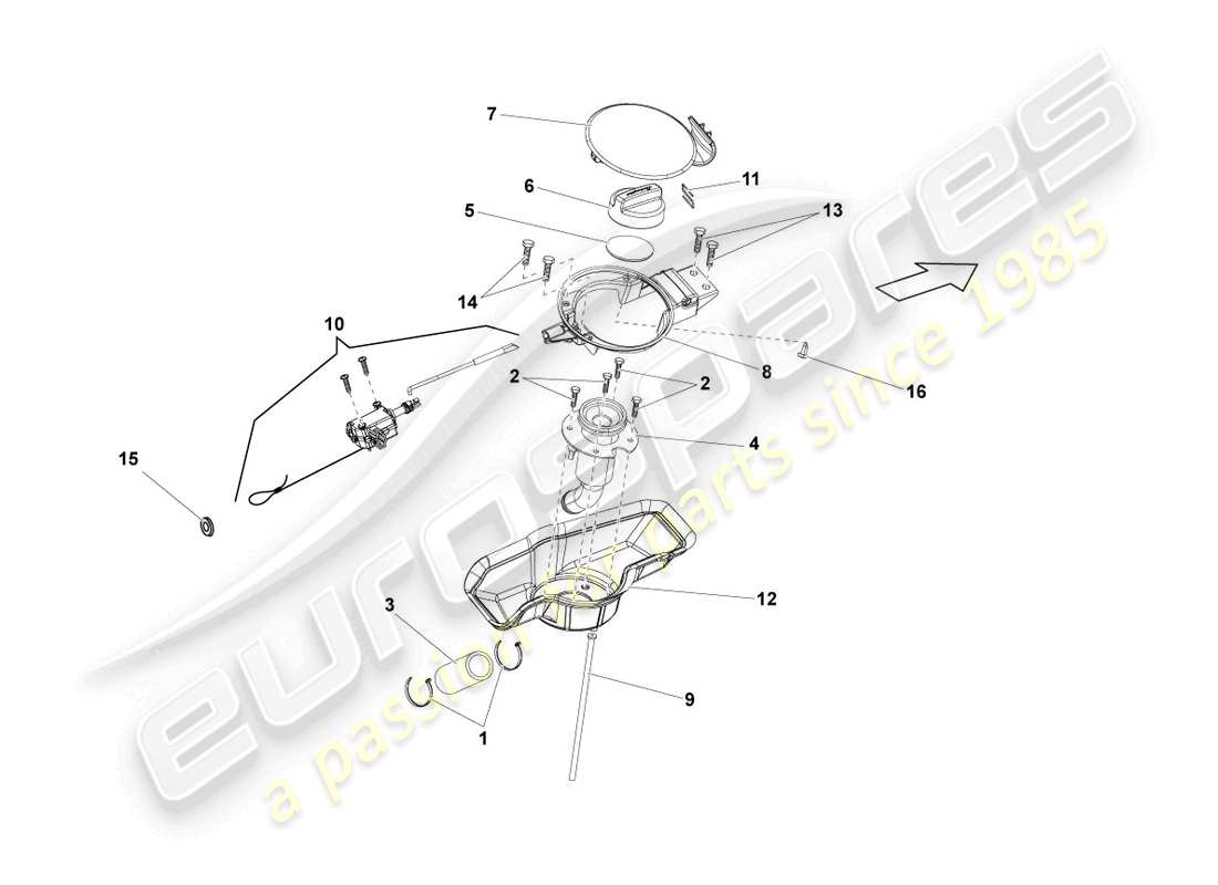lamborghini lp550-2 spyder (2010) tapa de llenado de combustible diagrama de piezas