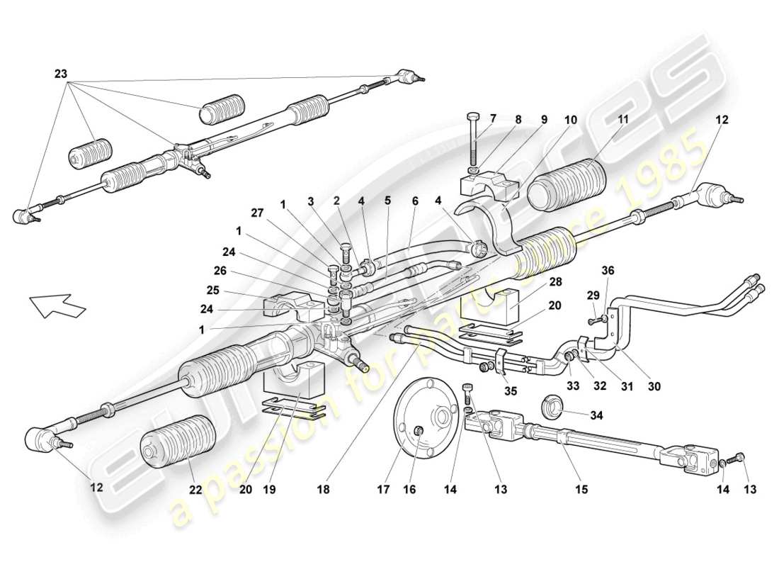lamborghini reventon diagrama de piezas del mecanismo de dirección