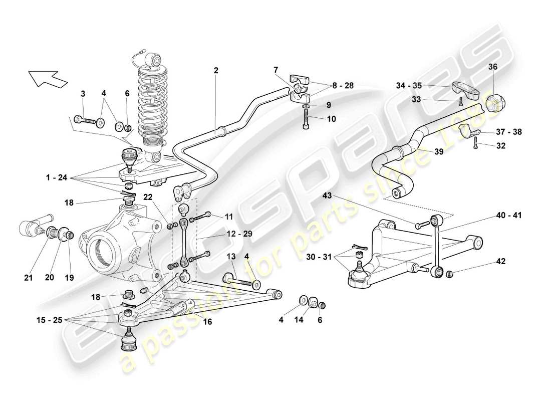 lamborghini lp640 coupe (2009) diagrama de piezas del wishbone