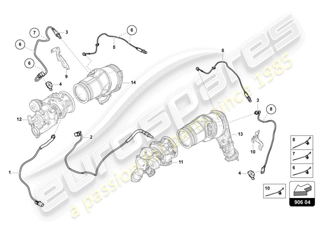 lamborghini urus (2021) diagrama de piezas de la sonda lambda opf