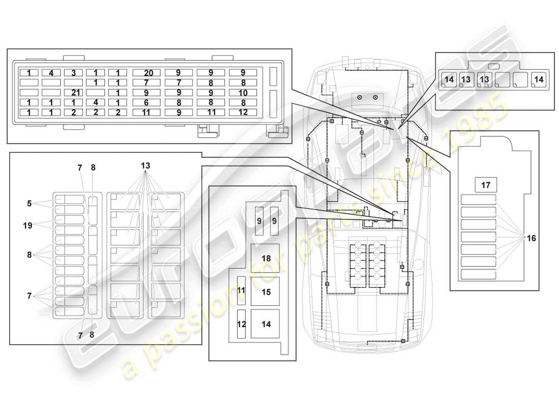 lamborghini gallardo coupe (2005) electricidad central diagrama de piezas