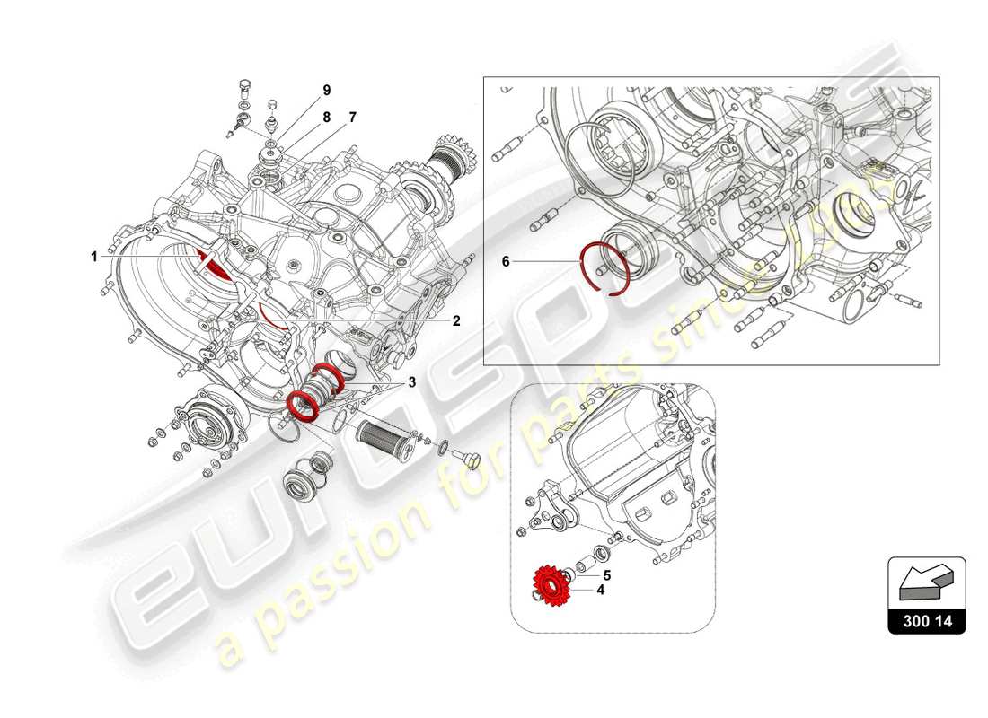 lamborghini super trofeo evo 2 (2022) diagrama de piezas de marcha atrás