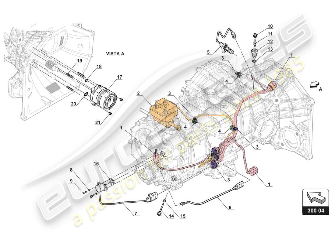 lamborghini gt3 evo (2018) diagrama de piezas del cableado de la caja de cambios