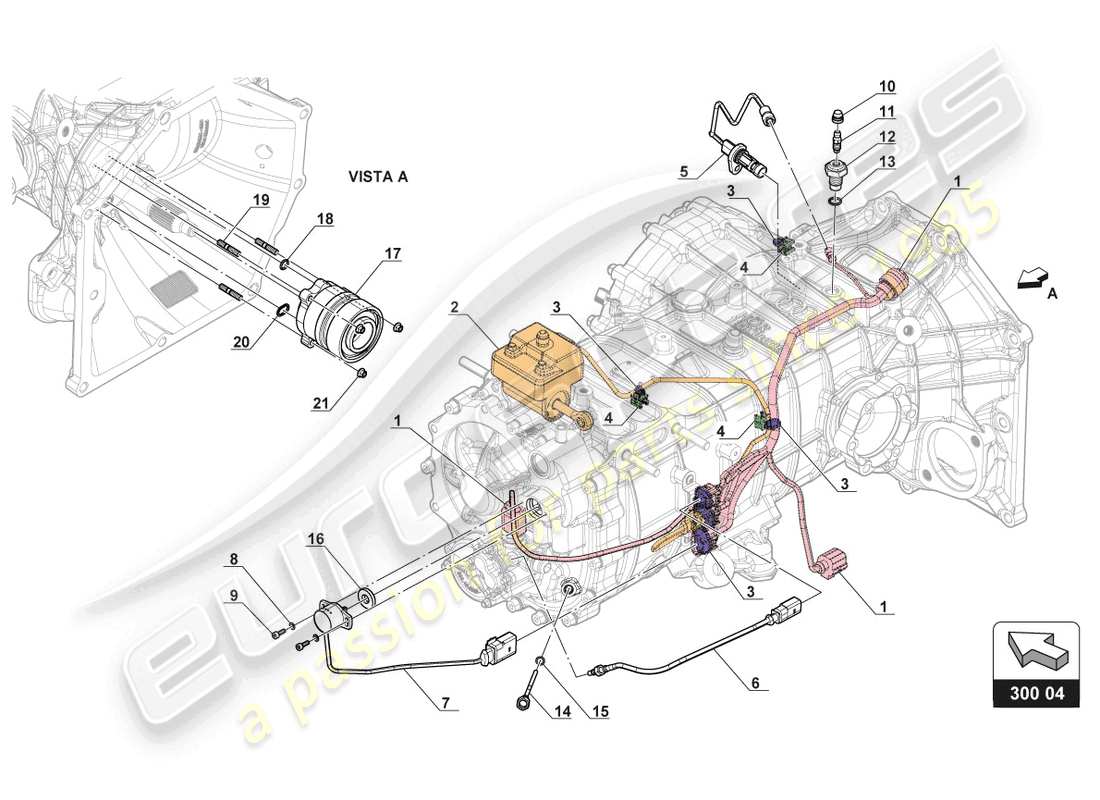 lamborghini gt3 (2017) diagrama de piezas del cableado de la caja de cambios