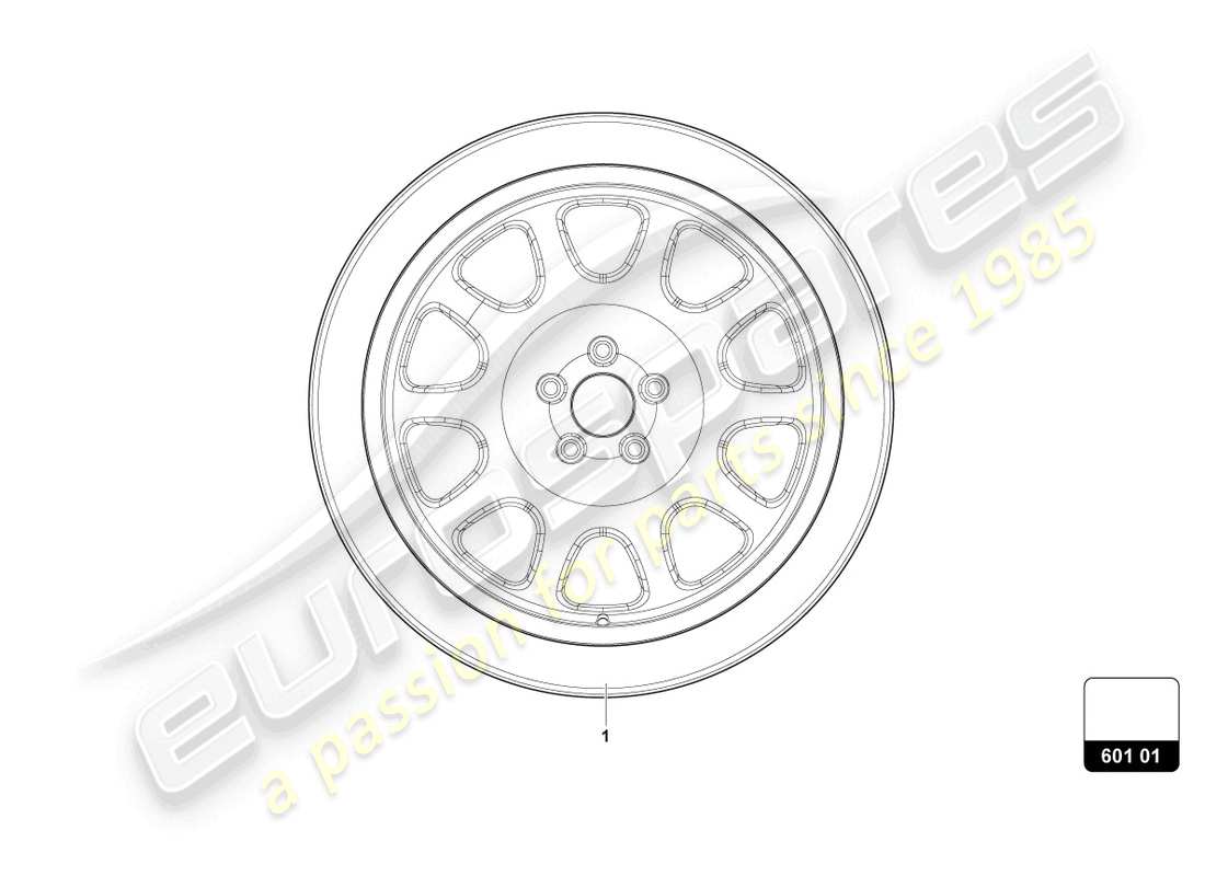 lamborghini urus s (2024) diagrama de piezas de la rueda de repuesto