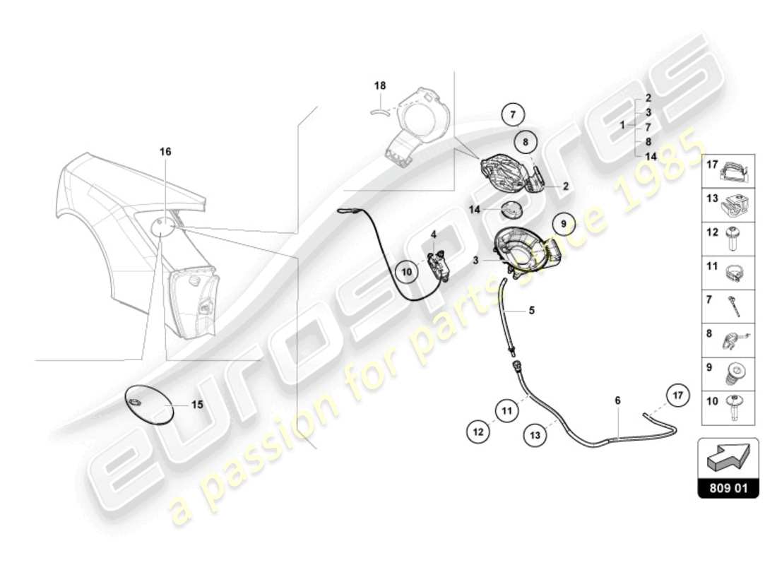 lamborghini sterrato (2023) tapa de llenado de combustible diagrama de piezas
